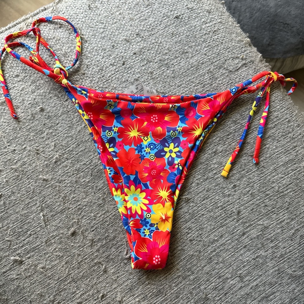 Floral Bikini Bottom with Tie Sides